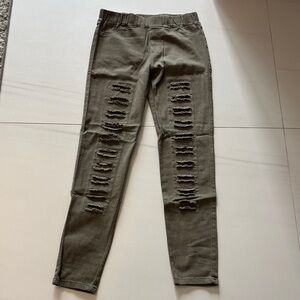 Umgee Olive Distressed leggings